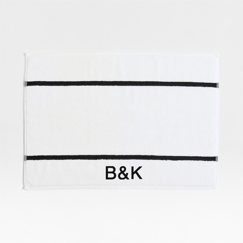 View Personalized Tuxedo Stripe Organic Cotton Ink Black Bath Mat details