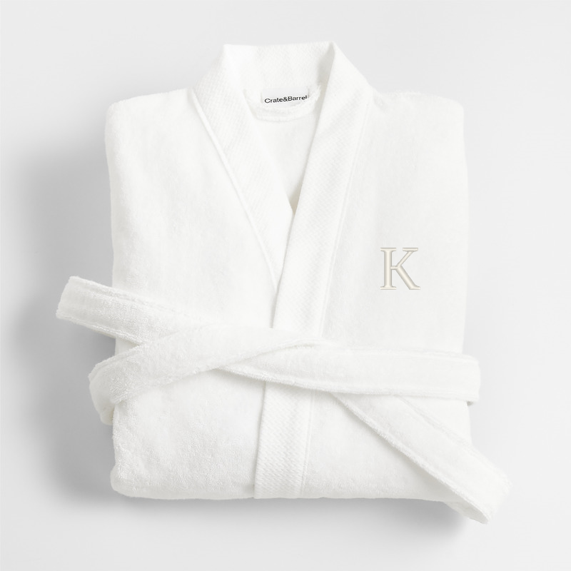 View Personalized Organic Turkish Cotton Crisp White Bath Robe S/M details