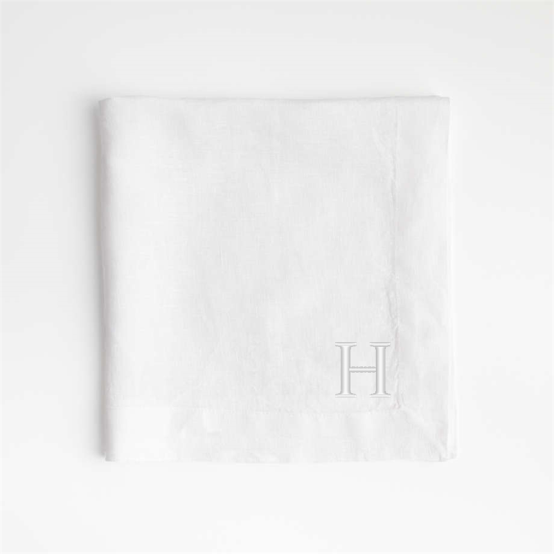 View Personalized Marin White EUROPEAN FLAX ™-Certified Linen Napkins, Set of 8 details