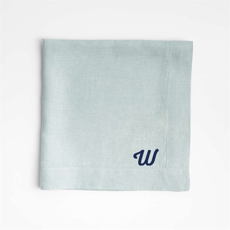View Personalized Marin Quiet Blue European Linen Napkin, Set of 8 details