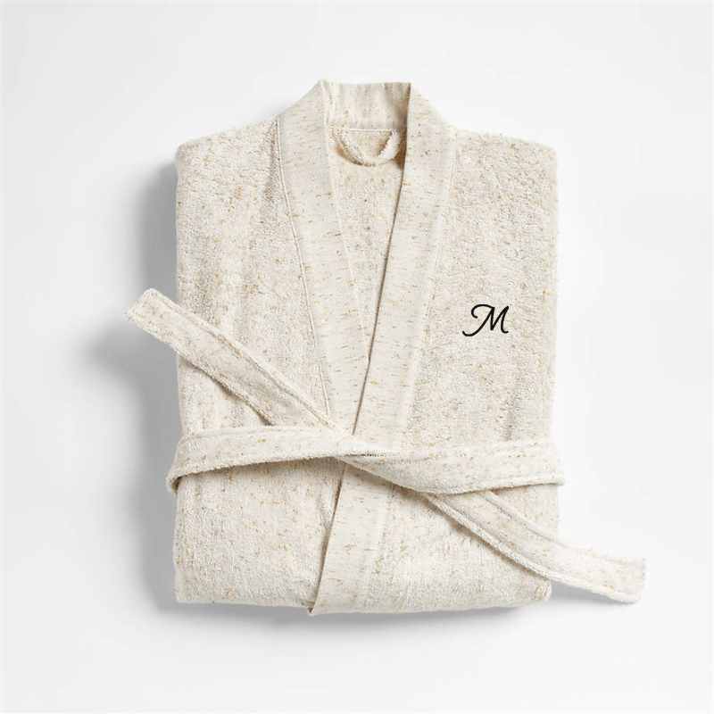 View Personalized Organic Small/Medium Turkish Natural Beige Fleck Bathrobe details