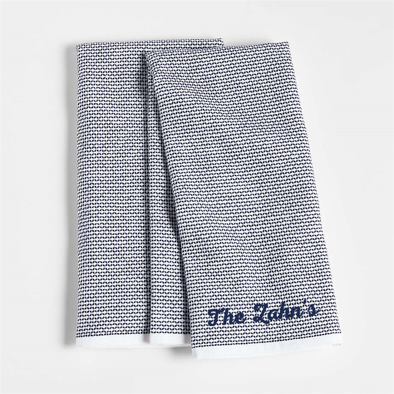 View Personalized Textured Terry Indigo Organic Cotton Kitchen Towels, Set of 2 details