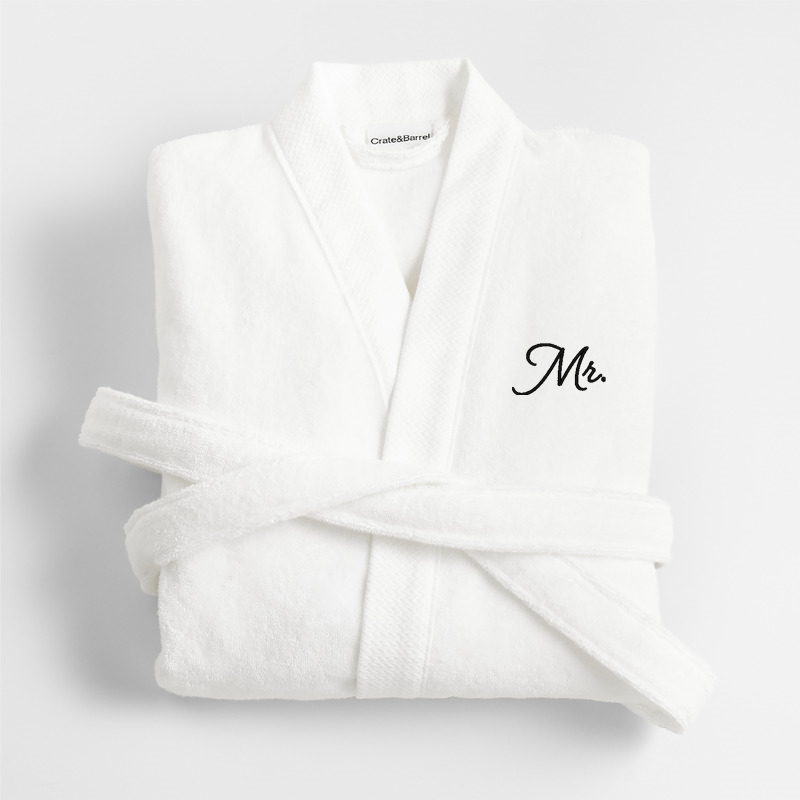 View Personalized Organic Turkish Crisp White Cotton Bath Robe L/XL details