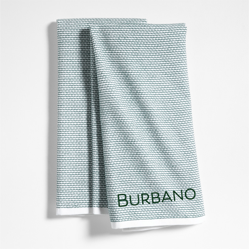 View Personalized Textured Terry Pendula Green Organic Cotton Kitchen Towels, Set of 2 details