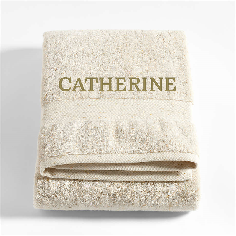 View Personalized Classic Organic Turkish Cotton Natural Beige Fleck Bath Sheet details