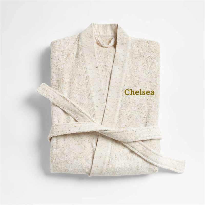 View Personalized Organic Large/Extra-Large Turkish Natural Beige Fleck Bathrobe details