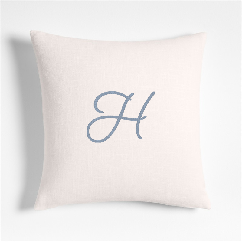 View Personalized Organic Cotton Monogrammable 20"x20" Pampas Ivory Throw Pillow Cover details