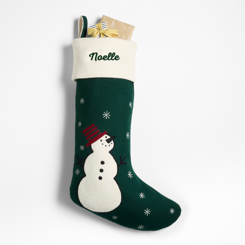 View Personalized Arctic Friends Snowman Wool Christmas Stocking by Joan Anderson details