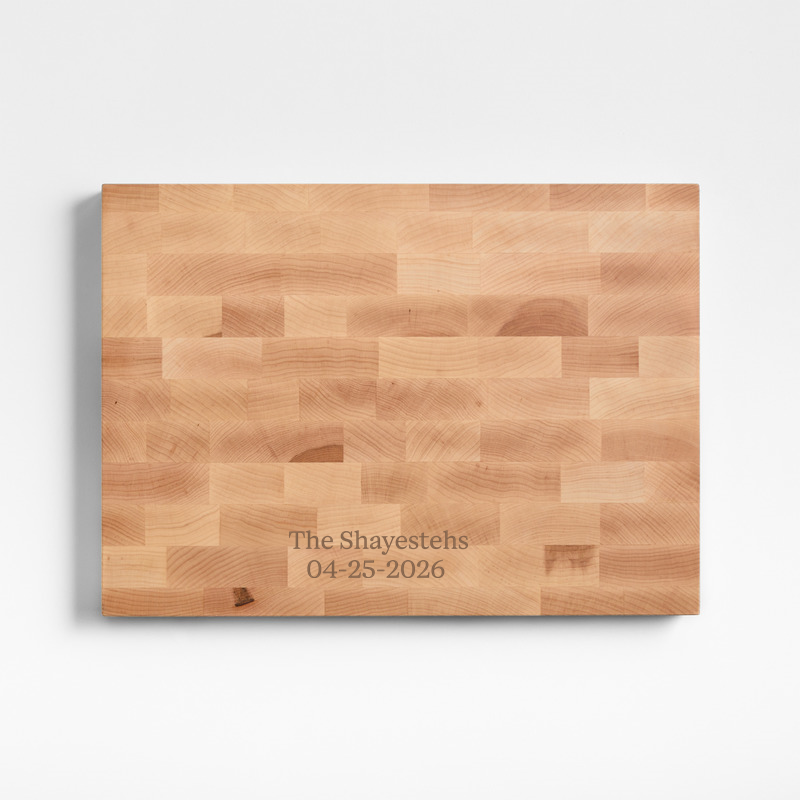 View Personalized Crate & Barrel Reversible Maple End-Grain Cutting Board 18"x13"x1.5" details