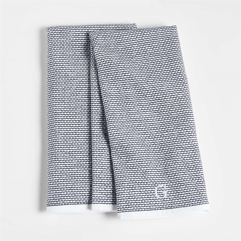View Personalized Textured Terry Indigo Organic Cotton Kitchen Towels, Set of 2 details