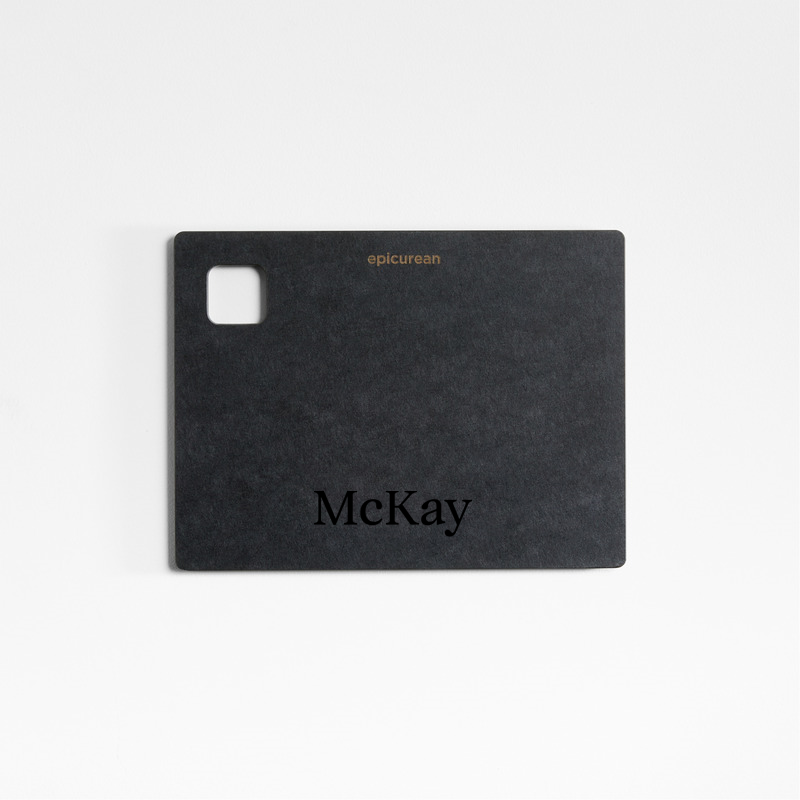 View Personalized Epicurean ® Modern Black Paper Composite Cutting Board 8"x6" details