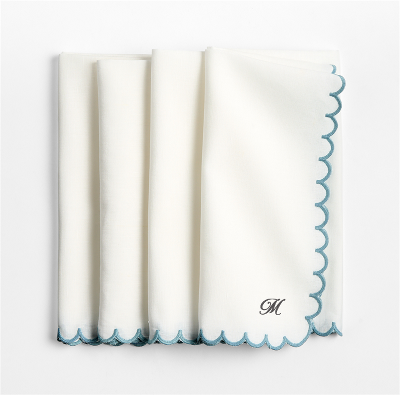 View Personalized Mini Scallop Napkins, Set of 4 details