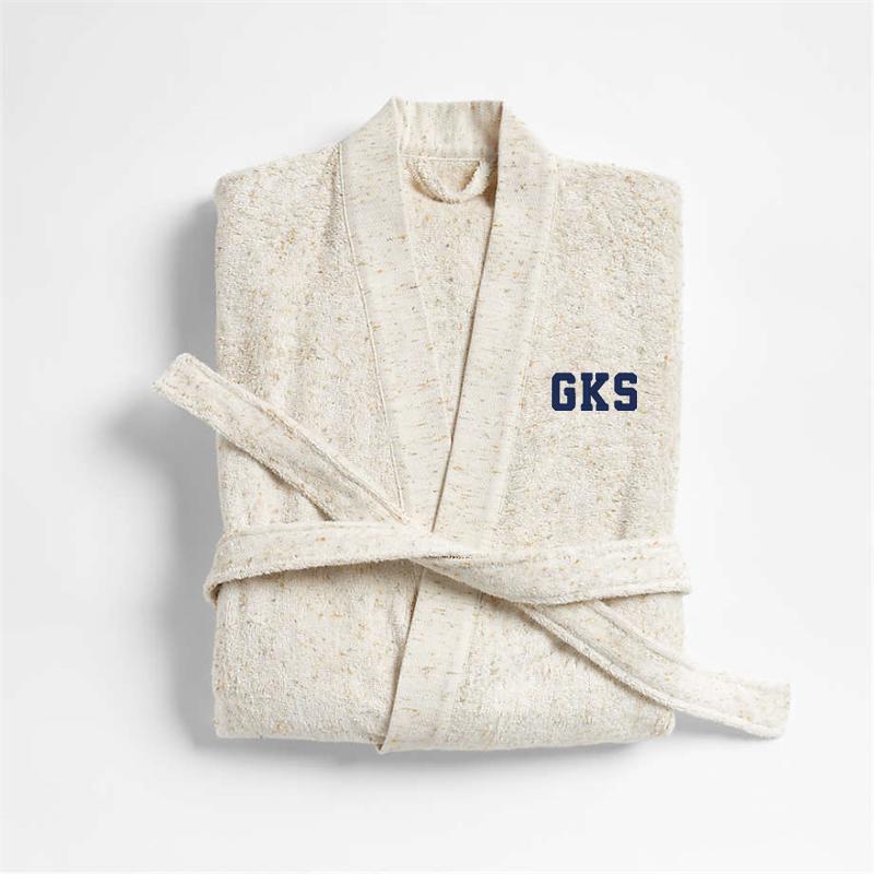 View Personalized Organic Small/Medium Turkish Natural Beige Fleck Bathrobe details