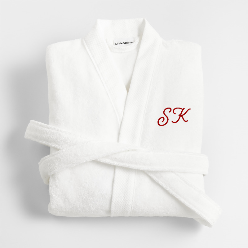 View Personalized Organic Turkish Cotton Crisp White Bath Robe S/M details