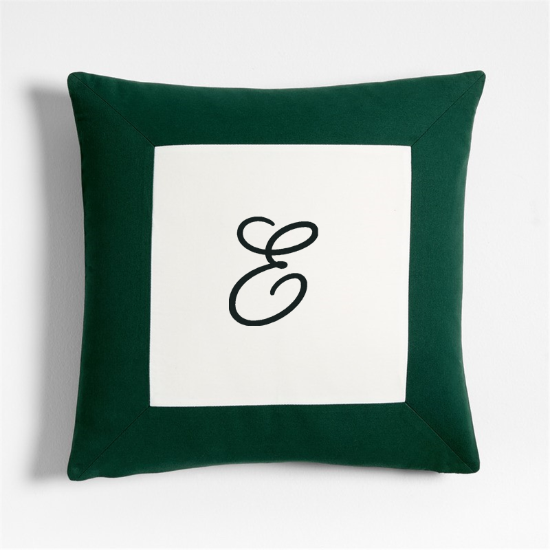 View Personalized Legacy Border Organic Cotton Monogrammable 20"x20" Vintage Green Throw Pillow with Down-Alternative Insert details