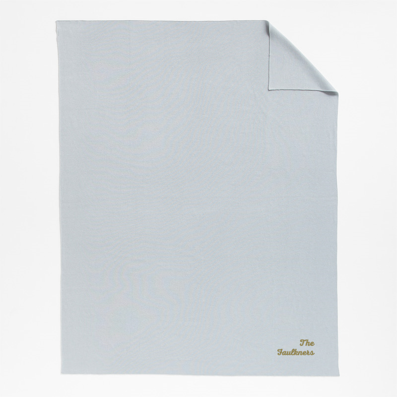 View Personalized Calda Chantilly 70"x55" Mist Blue Throw Blanket details