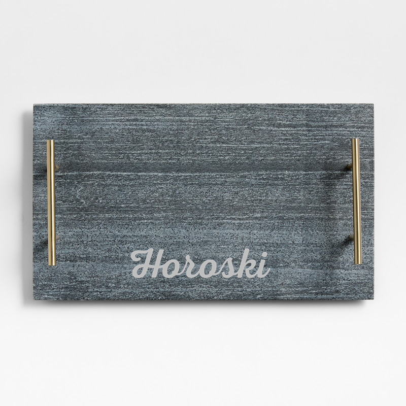 View Personalized Hayes Marble Serving Board with Handles details