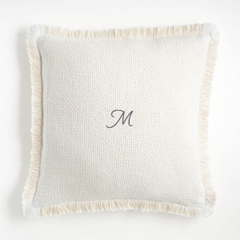 View Personalized Weekend Arctic Ivory Organic Cotton 23x23 Throw Pillow with Down-Alternative Insert details