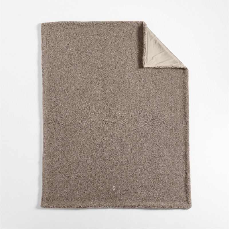 View Personalized Faux Shearling 70"x55" Clay Taupe Throw Blanket details