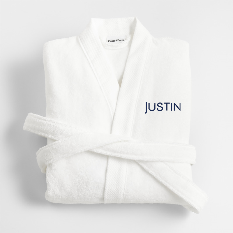 View Personalized Organic Turkish Cotton Crisp White Bath Robe L/XL details