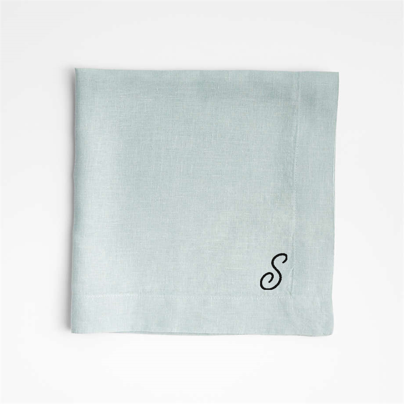 View Personalized Marin Quiet Blue EUROPEAN FLAX ™-Certified Linen Napkin, Set of 8 details