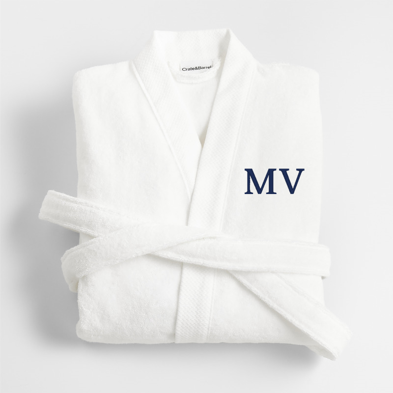 View Personalized Organic Turkish Cotton Crisp White Bath Robe L/XL details