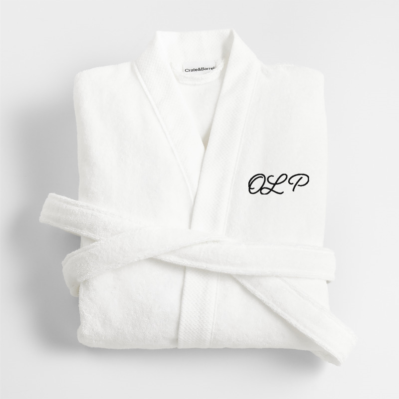 View Personalized Organic Turkish Cotton Crisp White Bath Robe L/XL details