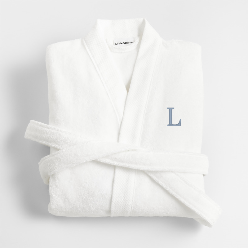 View Personalized Organic Turkish Cotton Crisp White Bath Robe S/M details