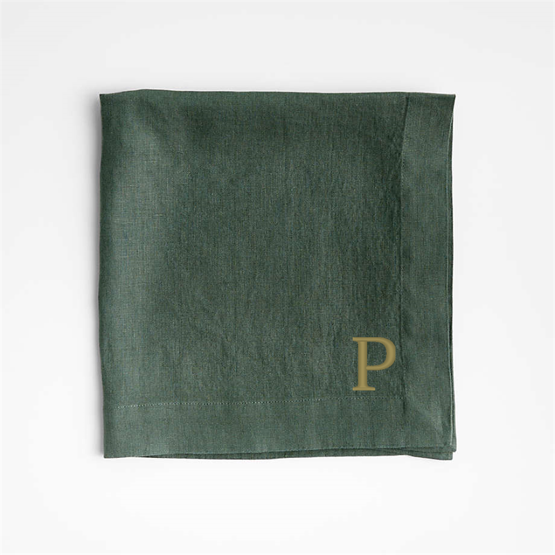 View Personalized Marin Pine Green EUROPEAN FLAX ™-Certified Linen Napkin, Set of 8 details