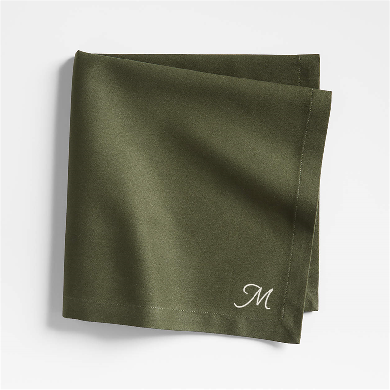 View Personalized Aspen Burnt Green Organic Cotton Napkins, Set of 8 details