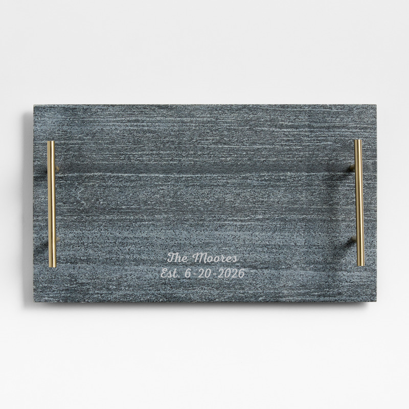 View Personalized Hayes Marble Serving Board with Handles details