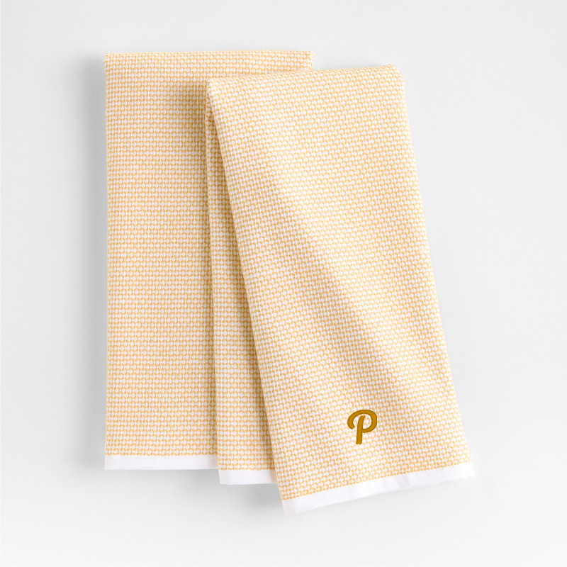 View Personalized Texture Terry Saffron Yellow Organic Cotton Dish Towels, Set of 2 details