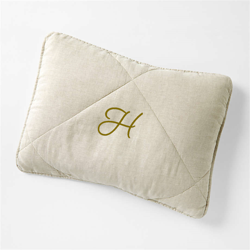 View Personalized EUROPEAN FLAX ™-Certified Linen Warm Natural Standard Quilted Pillow Sham details