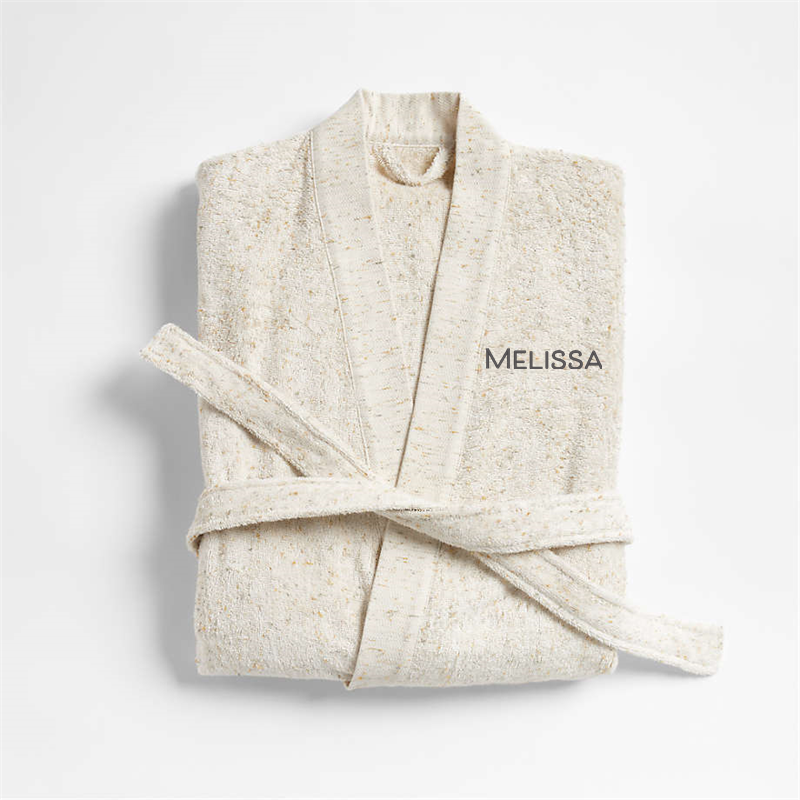 View Personalized Organic Small/Medium Turkish Natural Beige Fleck Bathrobe details