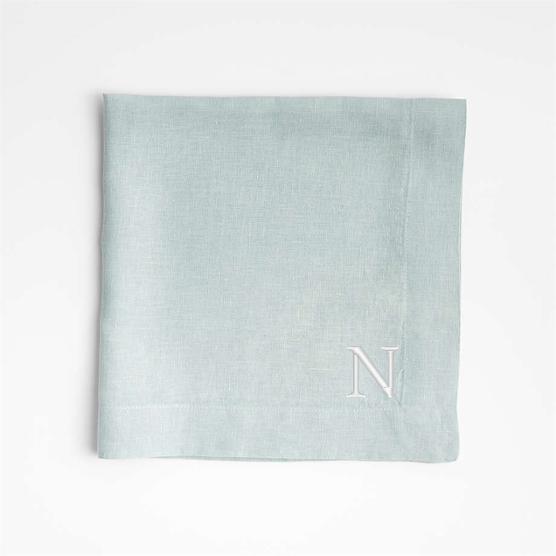 View Personalized Marin Quiet Blue EUROPEAN FLAX ™-Certified Linen Napkin, Set of 4 details