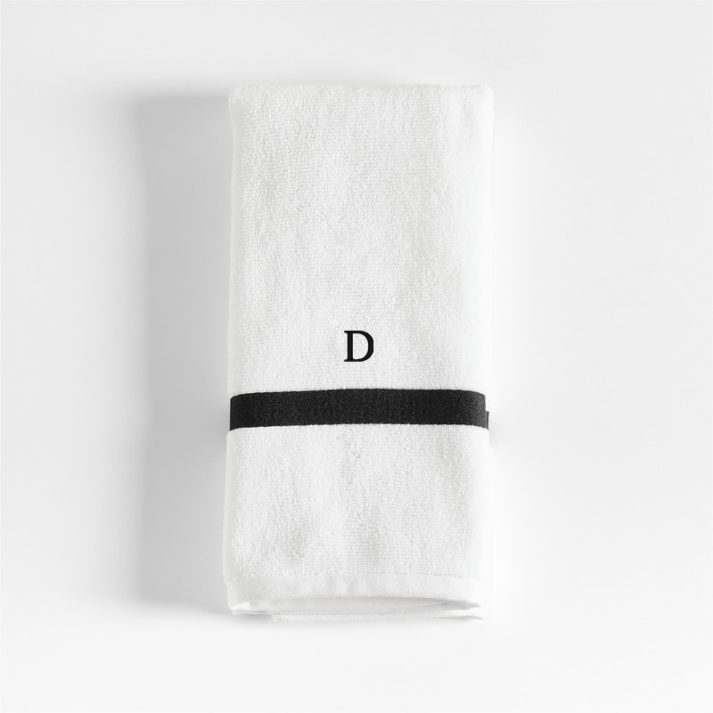 View Personalized Tuxedo Stripe Organic Cotton Ink Black Hand Towel details