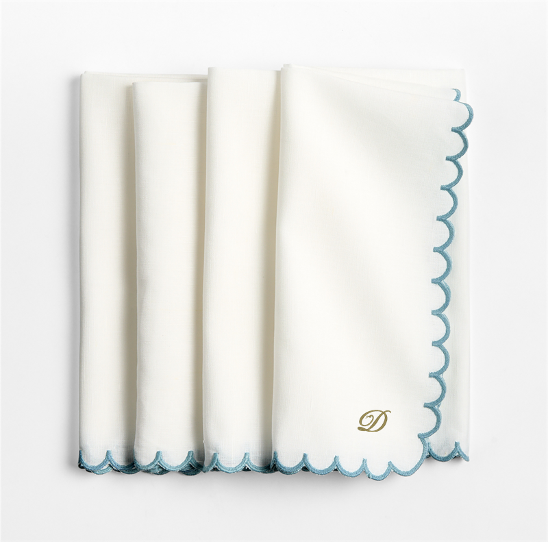View Personalized Mini Scallop Napkins, Set of 4 details