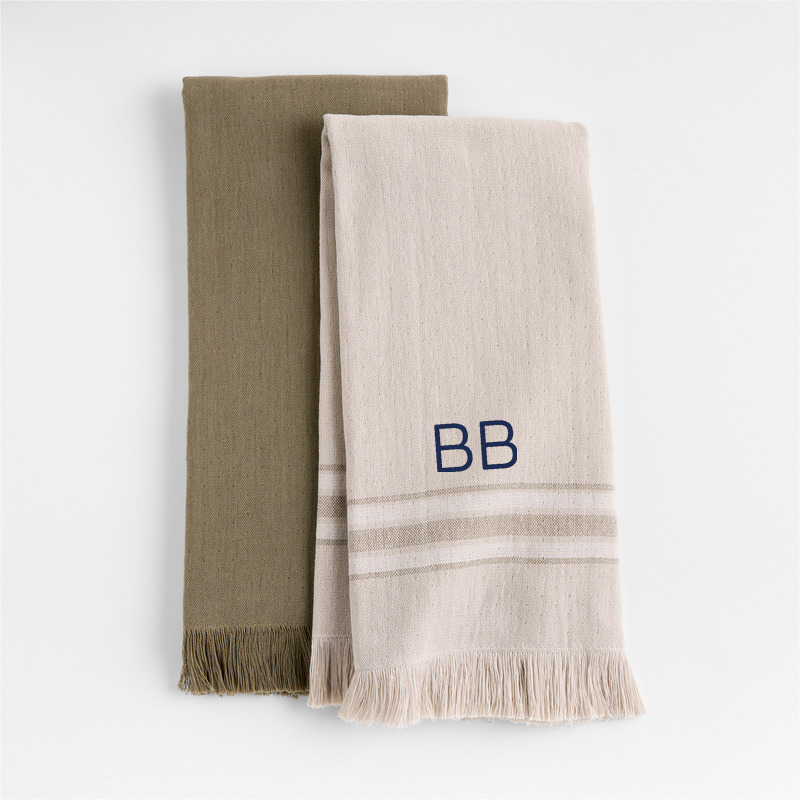 View Personalized Craft Sage Green Organic Cotton Dish Towels, Set of 2 details