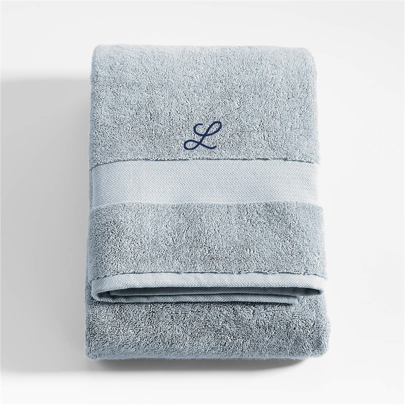 View Personalized Classic Organic Turkish Cotton Mist Blue Bath Towel details
