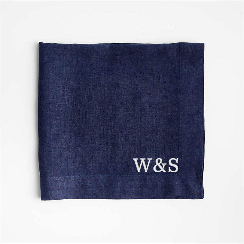 View Personalized Marin Indigo EUROPEAN FLAX ™-Certified Linen Napkins, Set of 8 details