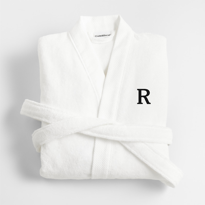 View Personalized Organic Turkish Cotton Crisp White Bath Robe S/M details