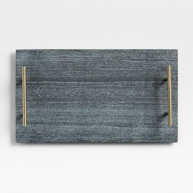 View Personalized Hayes Marble Serving Board with Handles details