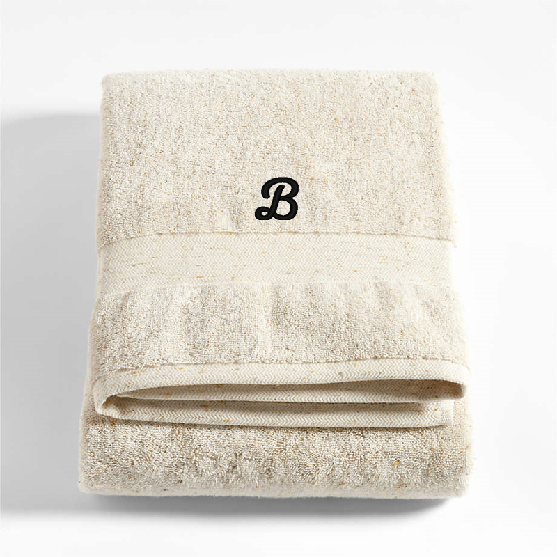View Personalized Organic Turkish Cotton Natural Beige Fleck Bath Sheet details
