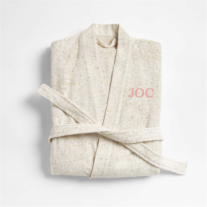 View Personalized Organic Large/Extra-Large Turkish Natural Beige Fleck Bathrobe details