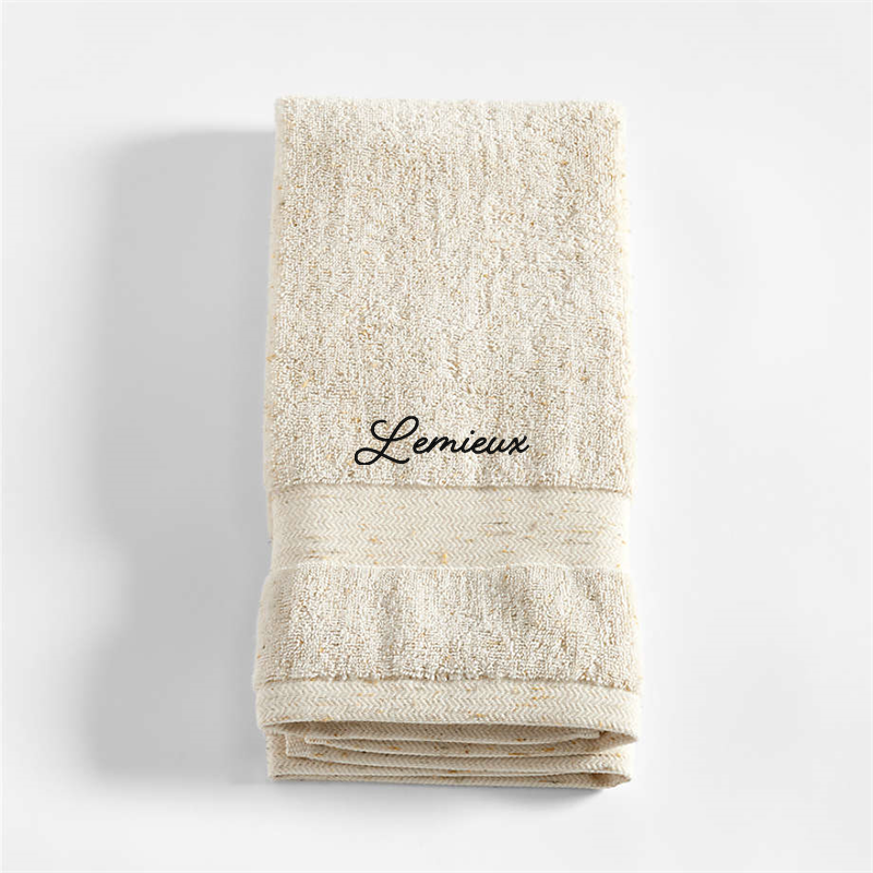 View Personalized Organic Turkish Cotton Natural Beige Fleck Hand Towel details