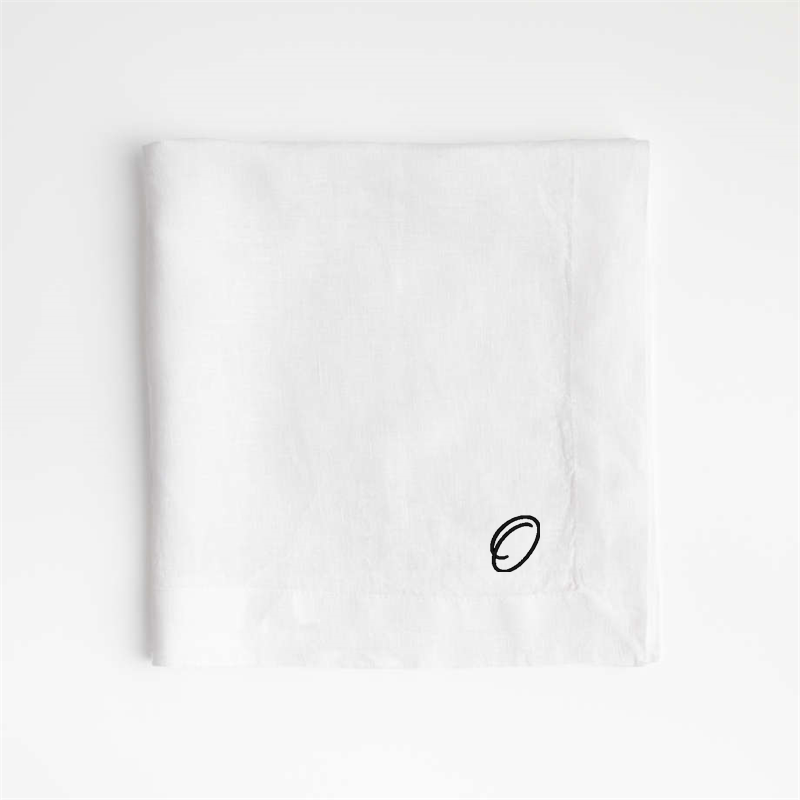 View Personalized Marin White European Linen Napkins, Set of 8 details
