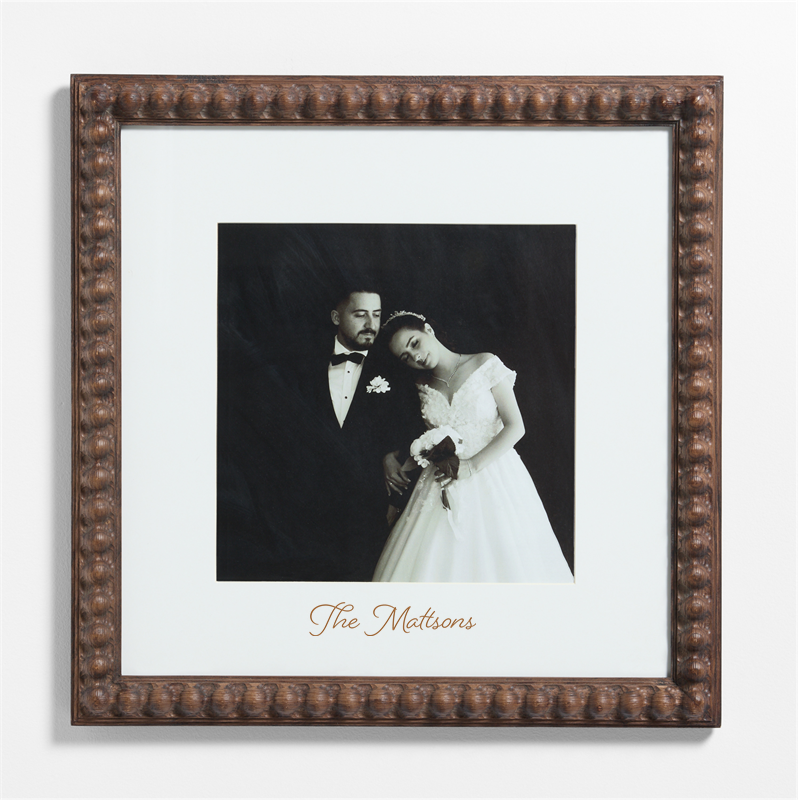 View Personalized Elmhurst Beaded Walnut Wood 11x11 Wall Picture Frame with Interchangeable Mats details