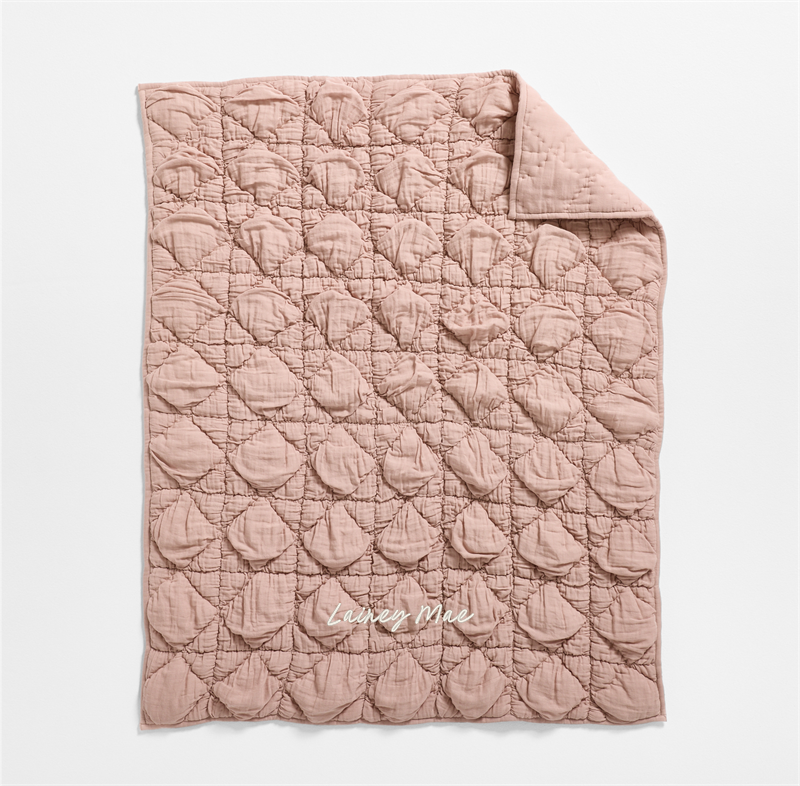 View Personalized Supersoft Snuggle Puff Violet Rose 100% Organic Cotton Gauze Baby Crib Quilt details