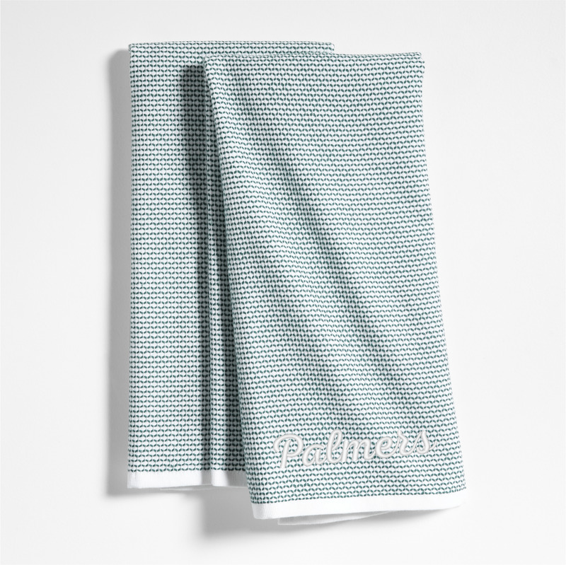 View Personalized Textured Terry Pendula Green Organic Cotton Kitchen Towels, Set of 2 details
