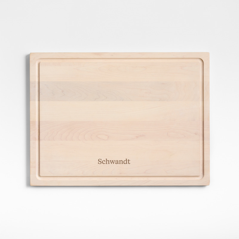 View Personalized Crate & Barrel Reversible Maple Wood Cutting Board 20"x15"x0.75" details